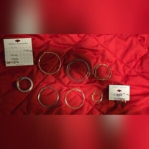 Elegant Gold and Silver Hoop Earrings Set